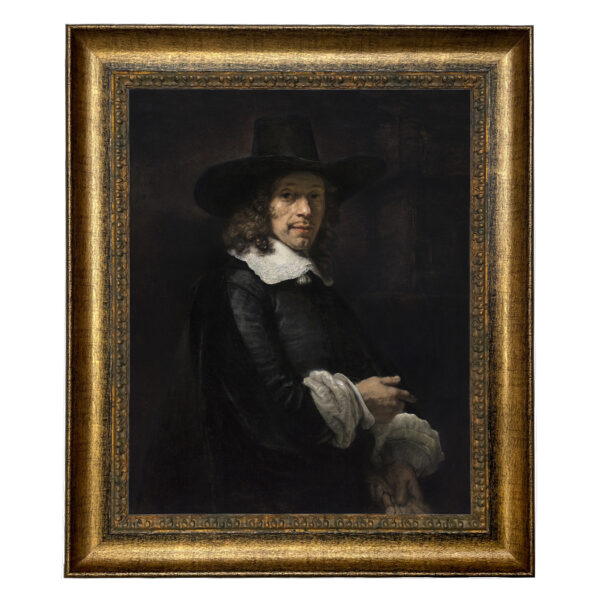 Painting Prints on Canvas Moody Dutch Gentleman in Tall Hat