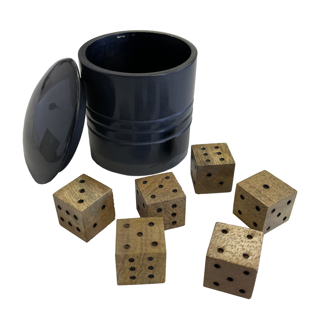 Toys & Games Early American Farkle Dice Game in Horn Resin Cup- Antique Vintag ...