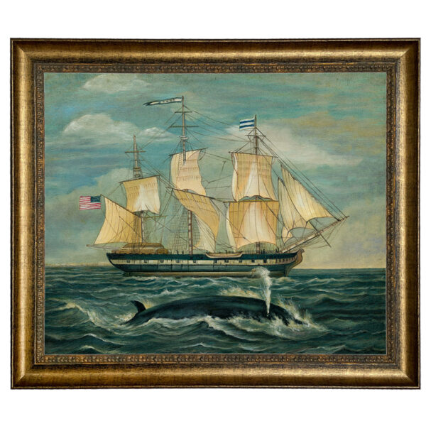 Nautical Nautical American Whaling Ship with Sperm Whale