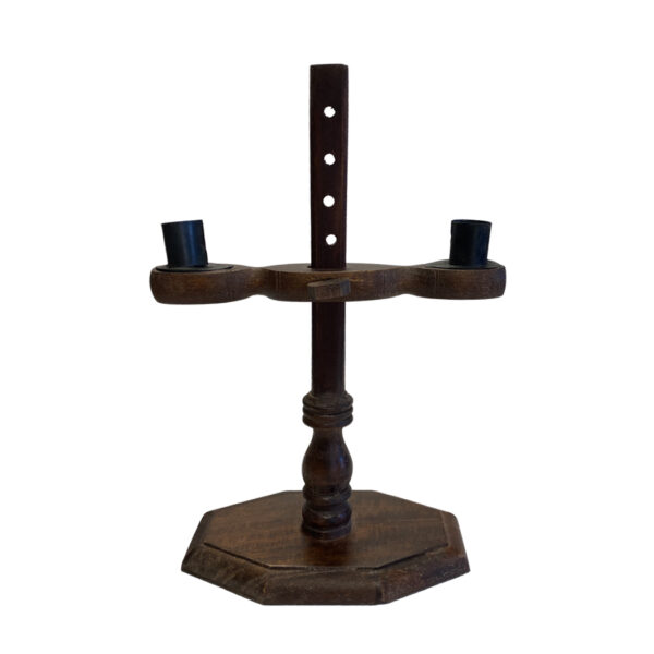 Candles/Lighting Early American 12″ Distressed Primitive Wood Adjustable Double Candle Holder