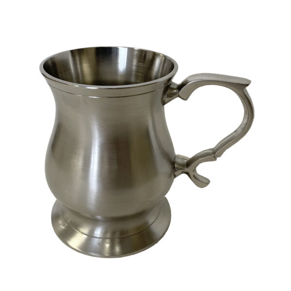 Drinkware & Plates 3-3/4″ Pewter Plated Tulip Shaped Mug- Antique Vintage Style