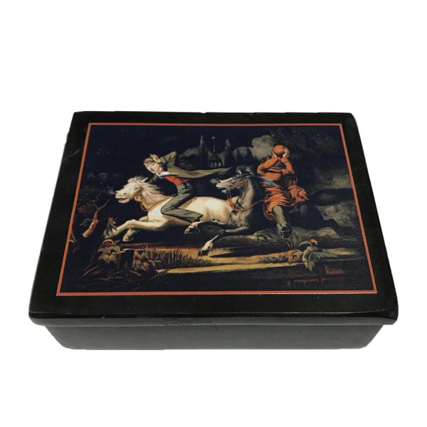 Halloween Decor 4″ Headless Horseman Black Solid Soapstone Box