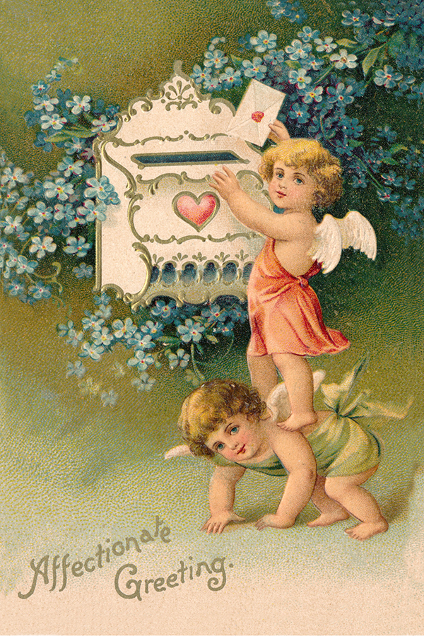 Prints Valentines Two Cherubs Valentine’s Day Postcard Print ...