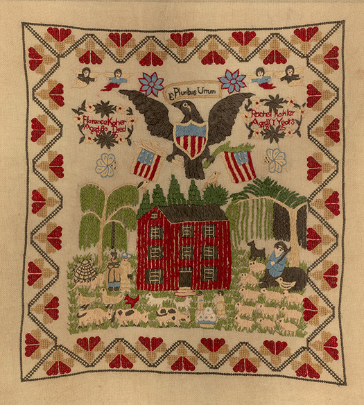 Prints Early American Rachel Kohler Antiqued Embroidery Needlepoint Samp ...