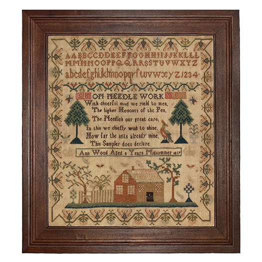 Prints Early American Ann Wood 1817 Embroidery Needlepoint Sampler Frame ...