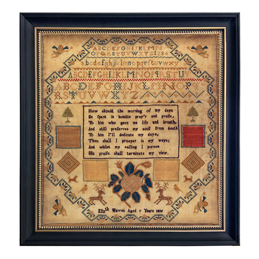 Prints Early American Elizabeth Warren c. 1815 Alphabet Needlepoint Samp ...