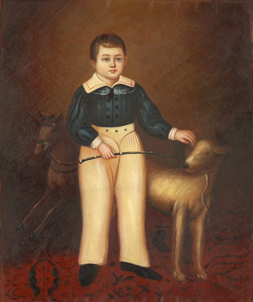 Painting Prints on Canvas Primitive Boy with Dog After Joseph Whiting Stock