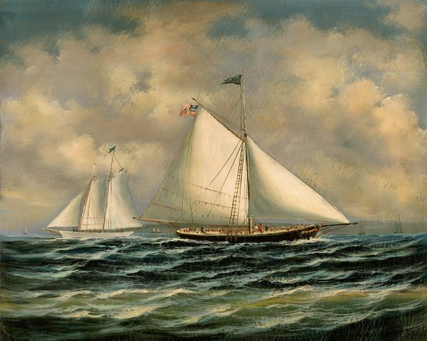 Nautical Nautical Sloop Maria Racing the America After Buttersworth