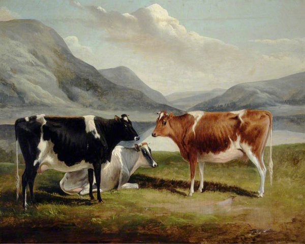 Farm/Pastoral Farm Three Cows in a Landscape