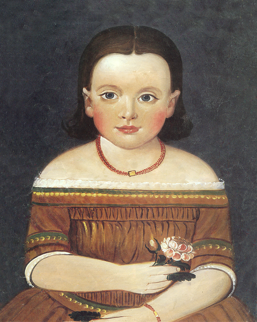 Painting Prints on Canvas Primitive Girl in Brown Dress