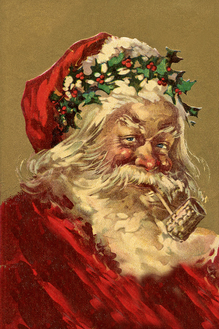 Holiday Christmas Santa with Corncob Pipe ...