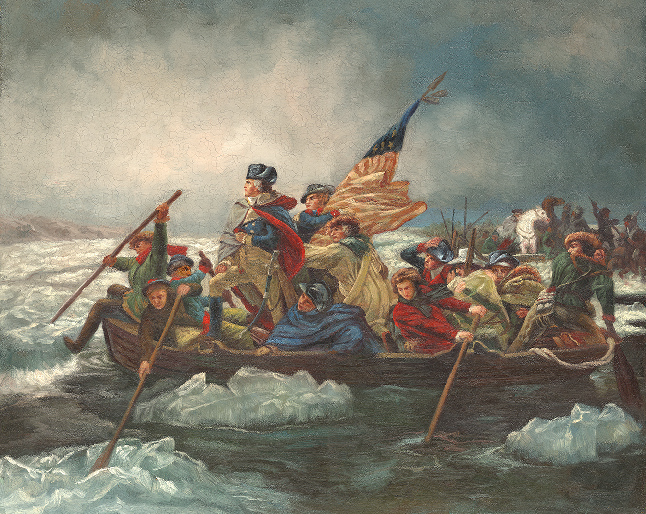 Painting Prints on Canvas Early American George Washington Crossing the Delaware After Emma ...