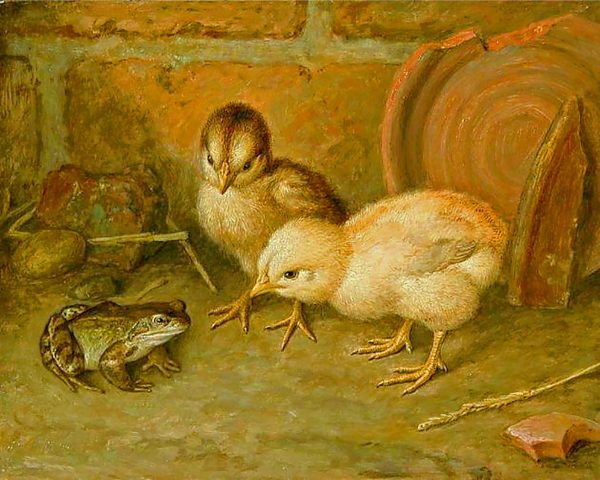 Farm/Pastoral Farm Chicks and Frog