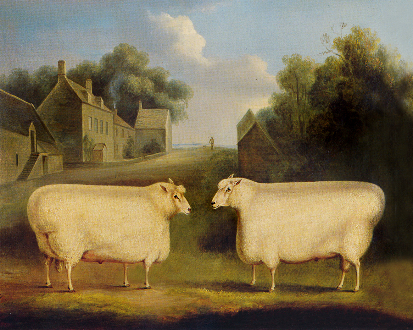 Farm/Pastoral Early American Two Sheep Primitive ...