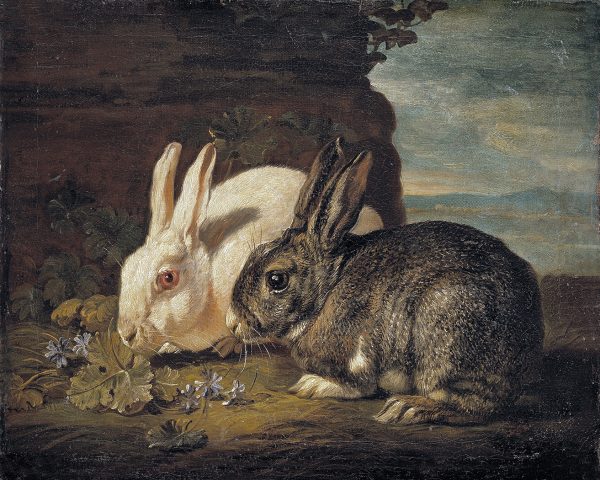 Farm/Pastoral Farm Pair of Rabbits