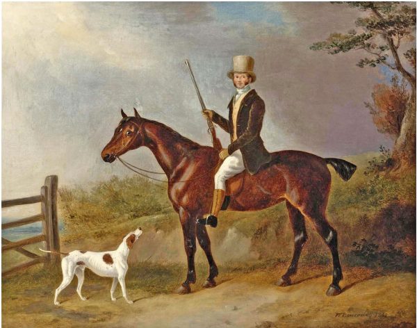 Dogs/Cats Dogs A Gentleman with His Hunter and Pointer