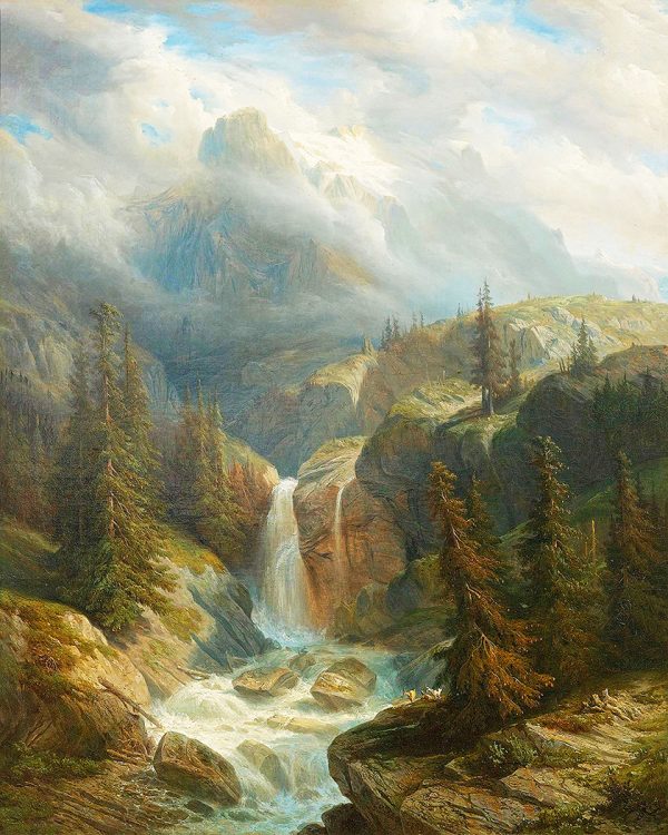 Cabin/Lodge Landscape Waterfall Vertical Landscape