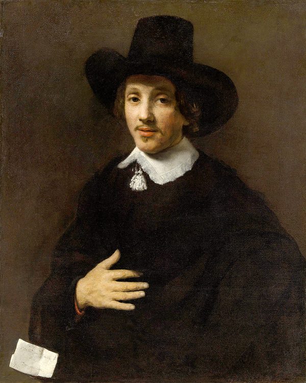 Painting Prints on Canvas Moody Portrait of a Man by Willem Drost