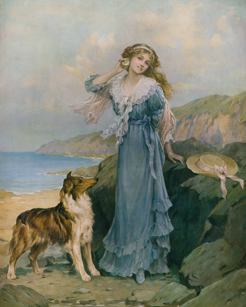 Dogs/Cats Nautical By the Seaside Victorian Woman and Collie ...