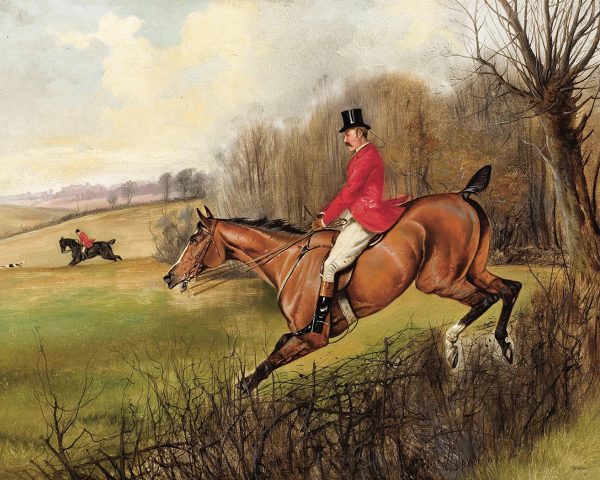 Equestrian/Fox Equestrian Over the Hedge Fox Hunt Scene