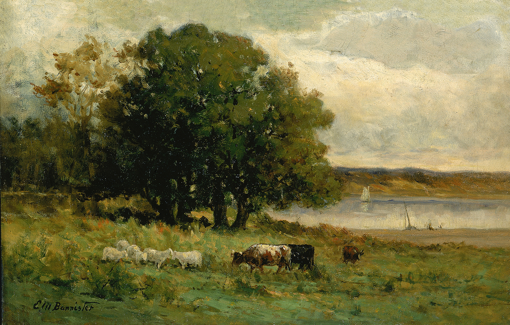 Farm/Pastoral Farm Cows and Sheep in a Landscape