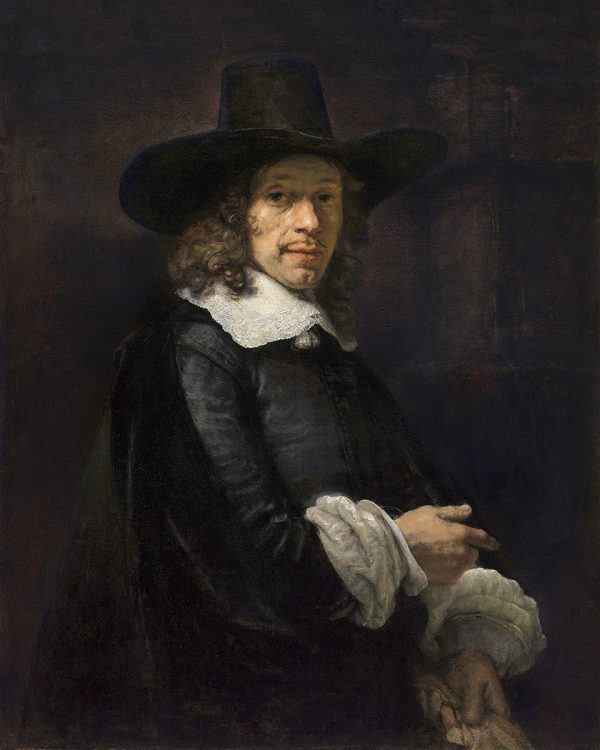 Painting Prints on Canvas Moody Dutch Gentleman in Tall Hat