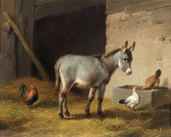 Farm/Pastoral Farm Donkey and Chickens