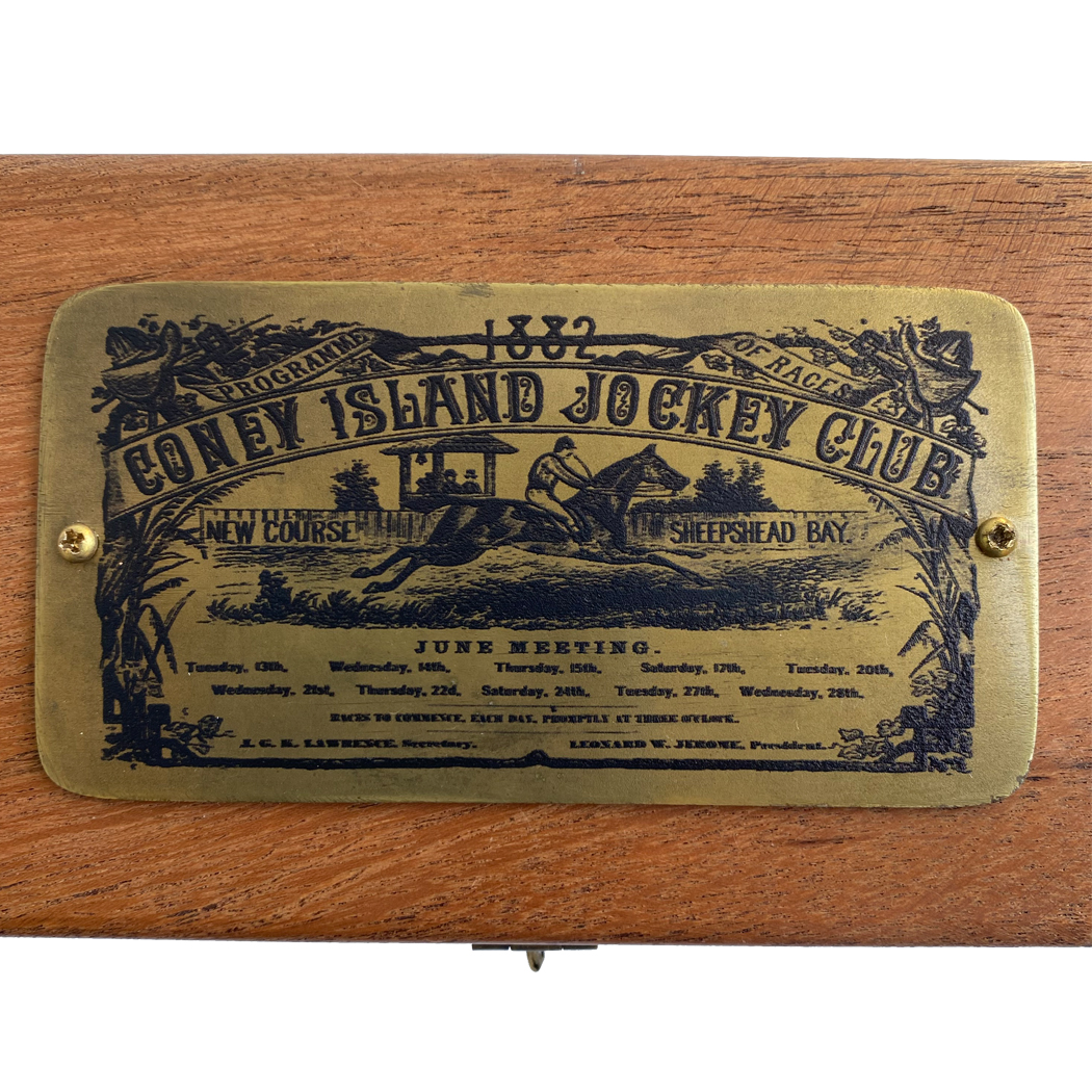 Decorative Boxes Equestrian 6-1/4″ Wood Box with Vintage Coney Island Jockey Club Advertisement