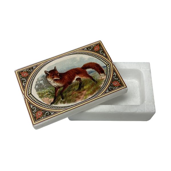 Decorative Boxes Equestrian 3″ Red Fox Printed Soapstone Box with Lift-Off Lid