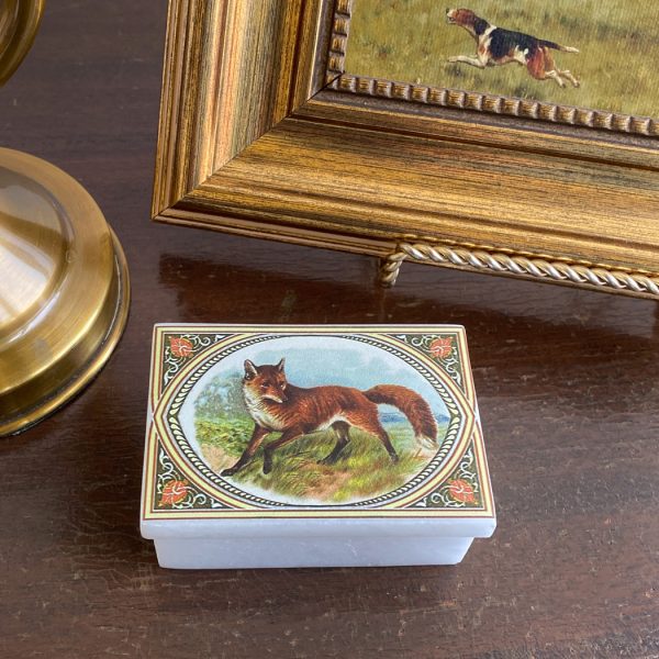 Decorative Boxes Equestrian 3″ Red Fox Printed Soapstone Box with Lift-Off Lid