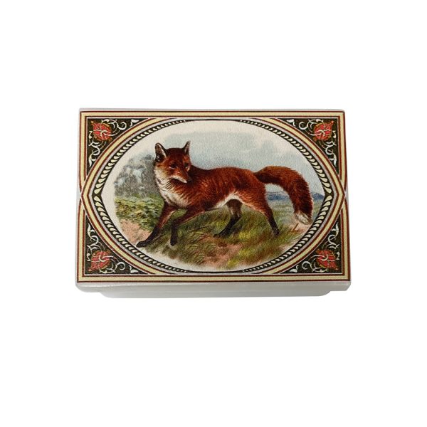 Decorative Boxes Equestrian 3″ Red Fox Printed Soapstone Box with Lift-Off Lid