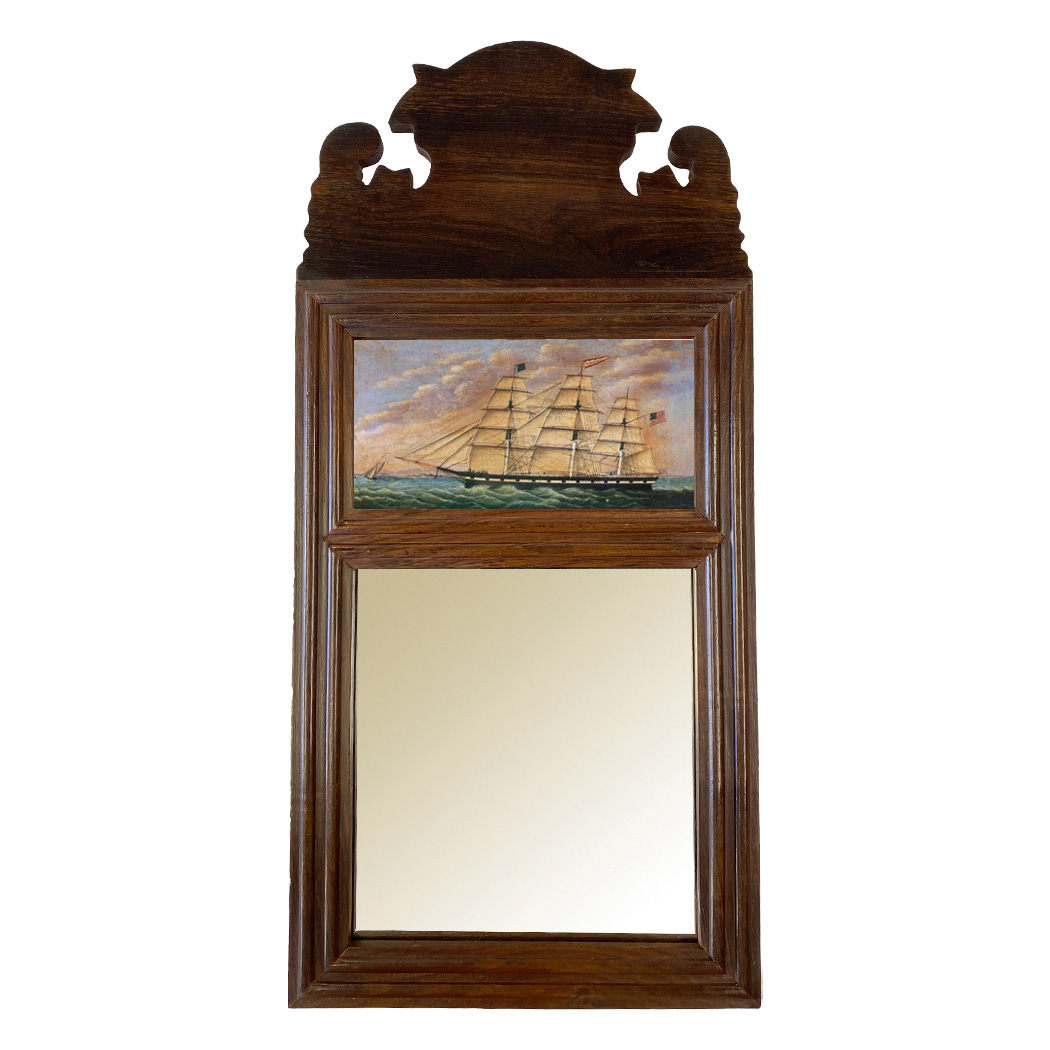 Decor Early American 18-3/4″ Wood Framed Mirror with Print of Sai ...