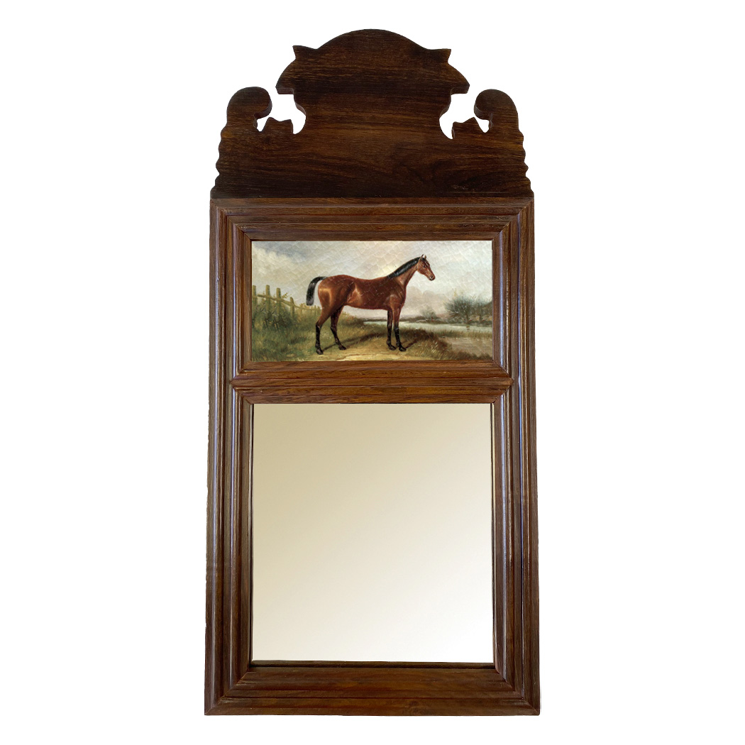 Decor Early American 18-3/4″ Wood Framed Mirror with Print of Hun ...