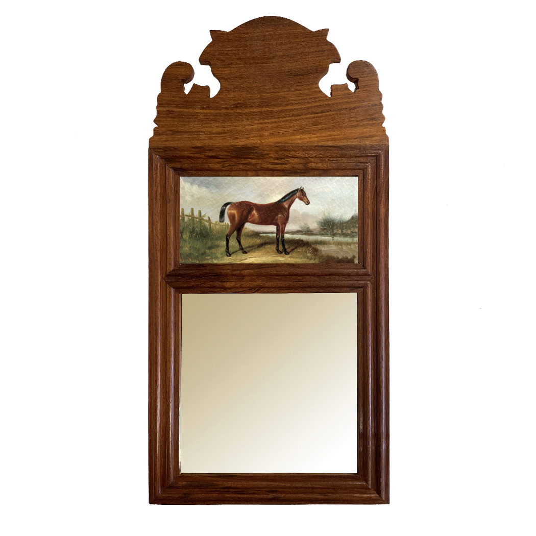 Decor Early American 18-3/4″ Wood Framed Mirror with Print of &#8 ...