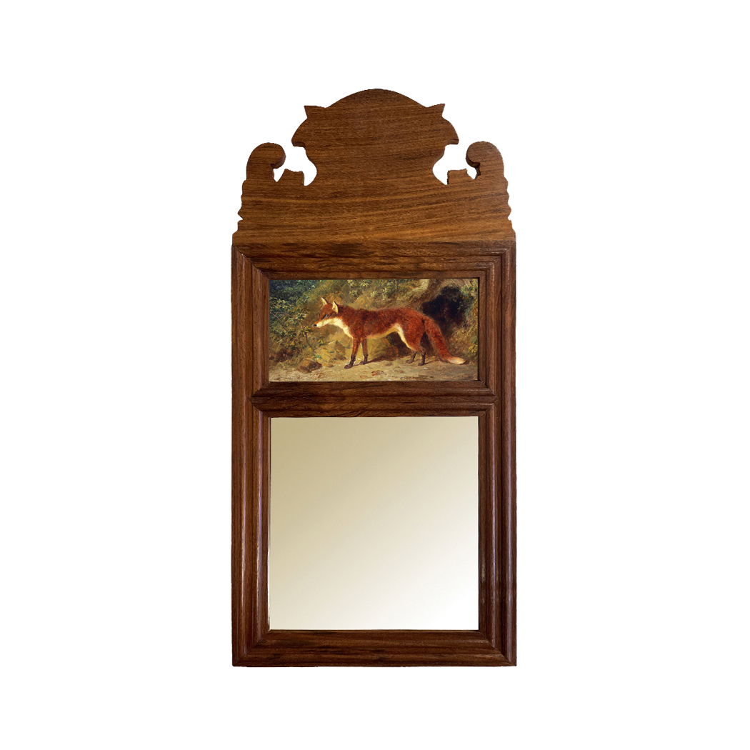 Decor Early American 18-3/4″ Wood Framed Mirror with “Fox a ...