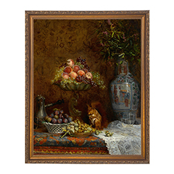 Painting Prints on Canvas Botanical/Zoological Still Life with Fruit and Squirrel ...