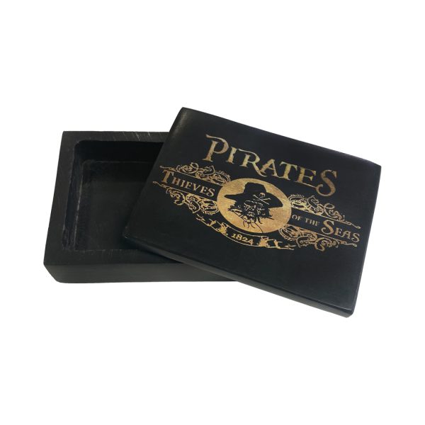 Decorative Boxes Halloween 4″ Pirate Thieves of the Seas Black Solid Soapstone Box