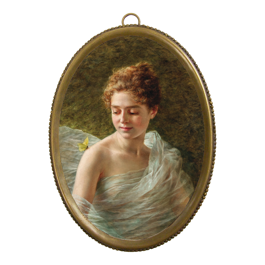 Portrait Portrait 6-1/4″ The Yellow Butterfly in Antiqued Bead ...