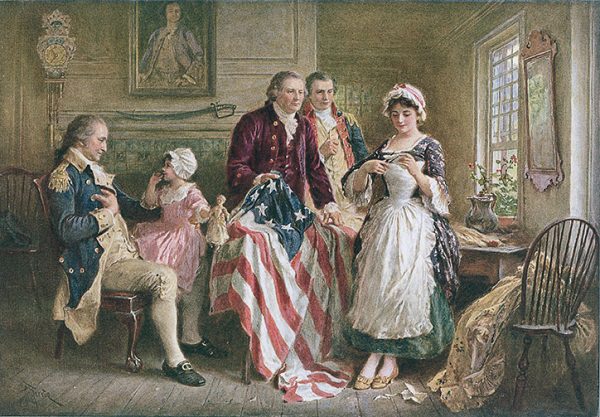 Painting Prints on Canvas Revolutionary/Civil War Betsy Ross and George Washington, American Flag