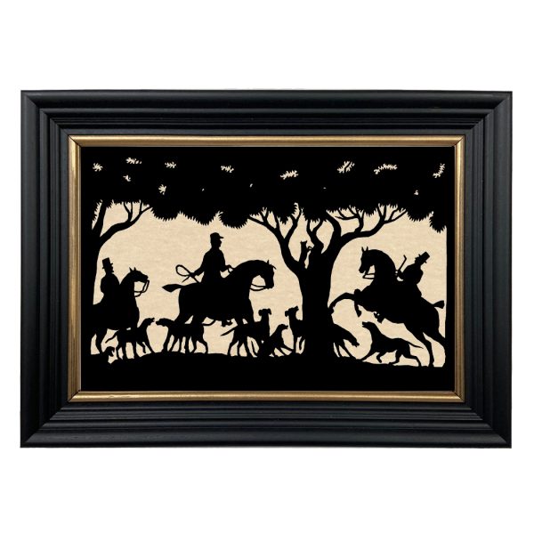 Cabin/Lodge Fox Treeing a Fox Framed Paper Cut Silhouette