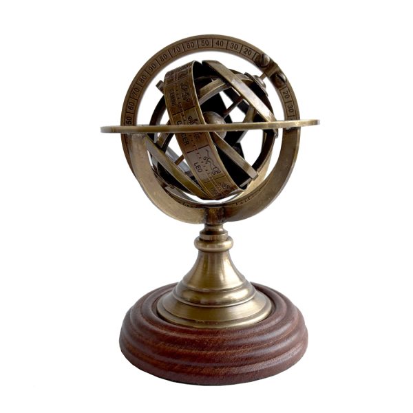 Instruments Nautical 5-1/4″ Antiqued Brass Desk Armillary with Zodiac