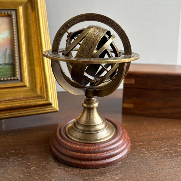 Instruments Nautical 5-1/4″ Antiqued Brass Desk Armillary with Zodiac