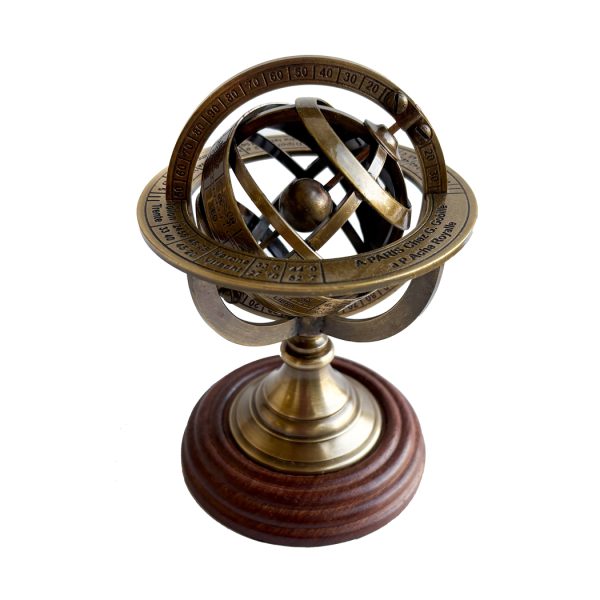 Instruments Nautical 5-1/4″ Antiqued Brass Desk Armillary with Zodiac