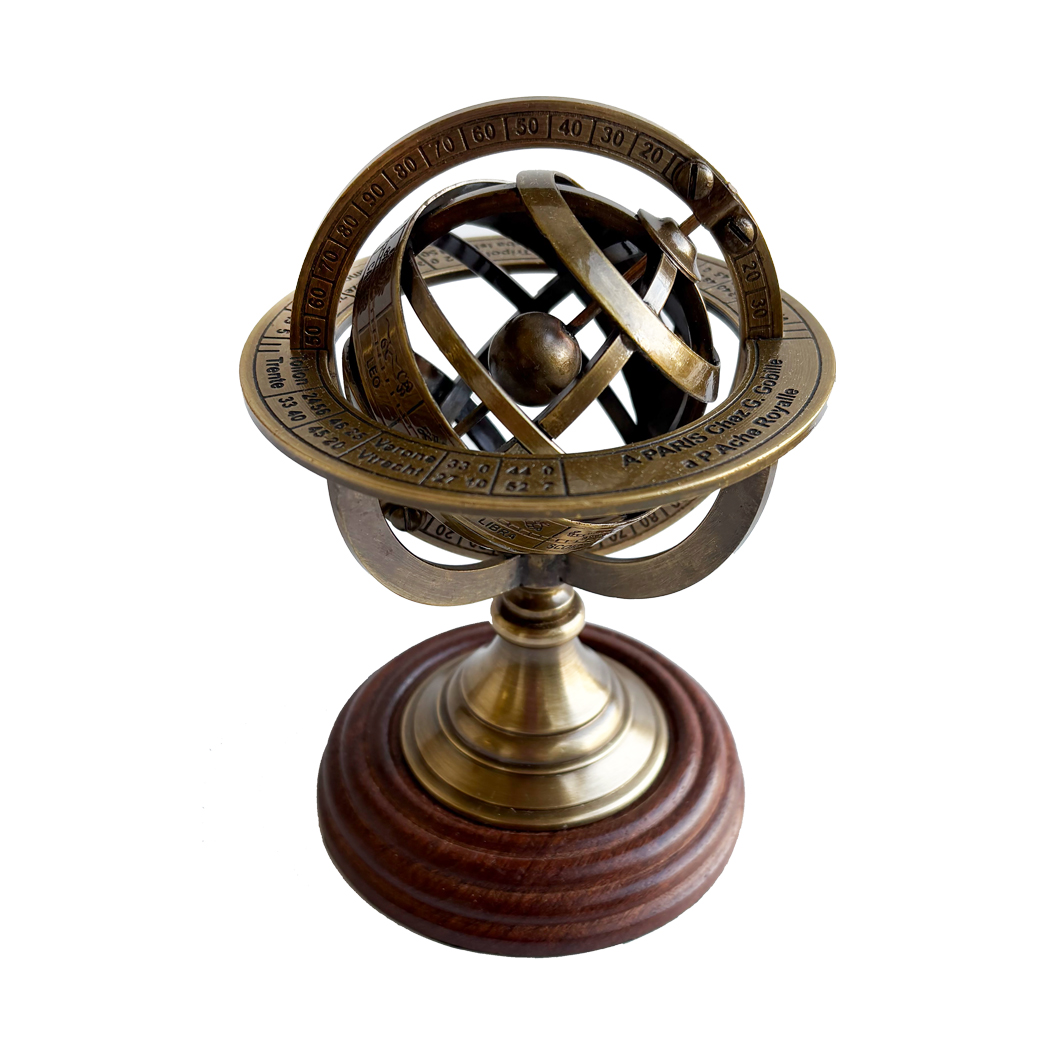 Instruments Nautical 5-1/4″ Antiqued Brass Desk Armillary with Zo ...