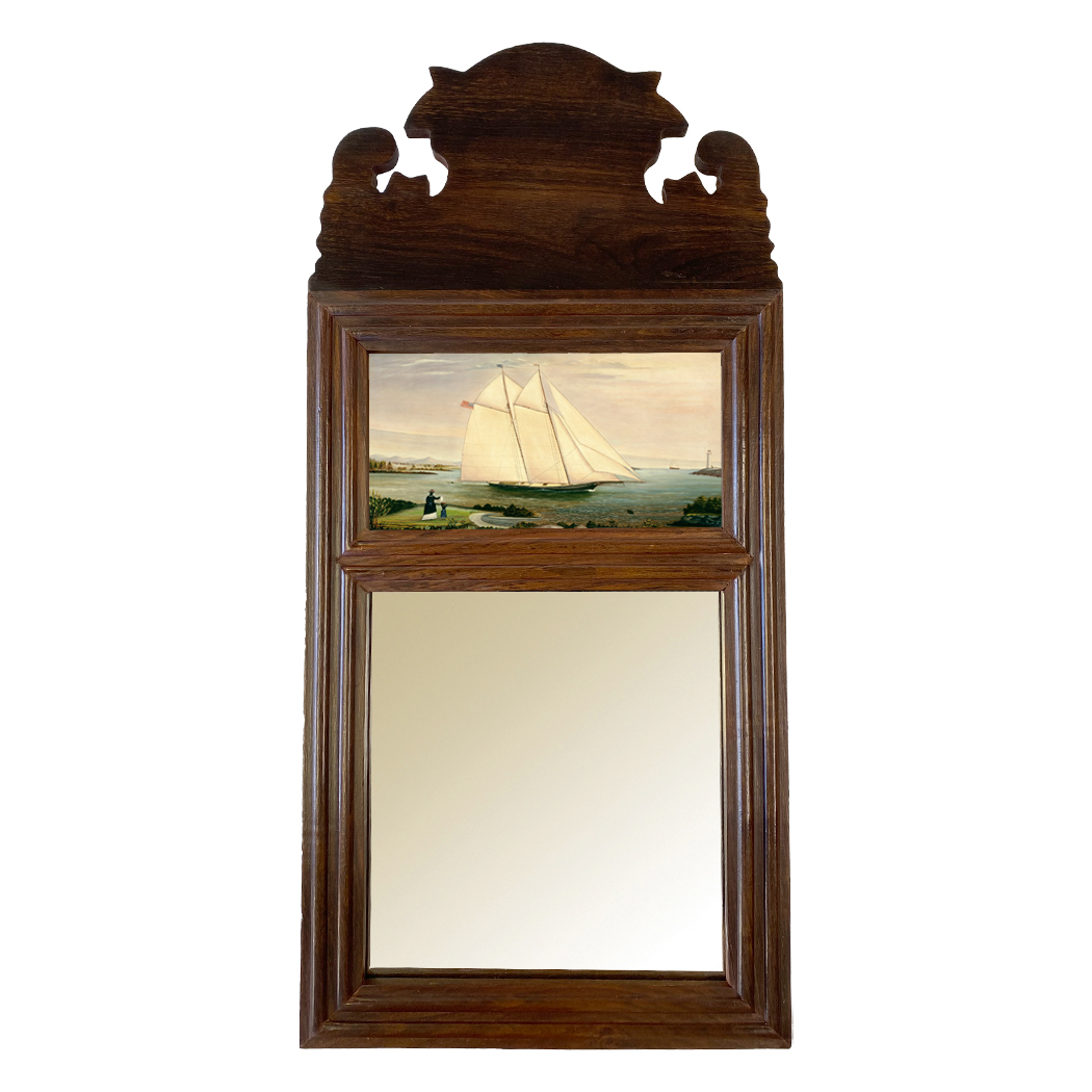 Decor Early American 18-3/4″ Wood Framed Mirror with American Sch ...