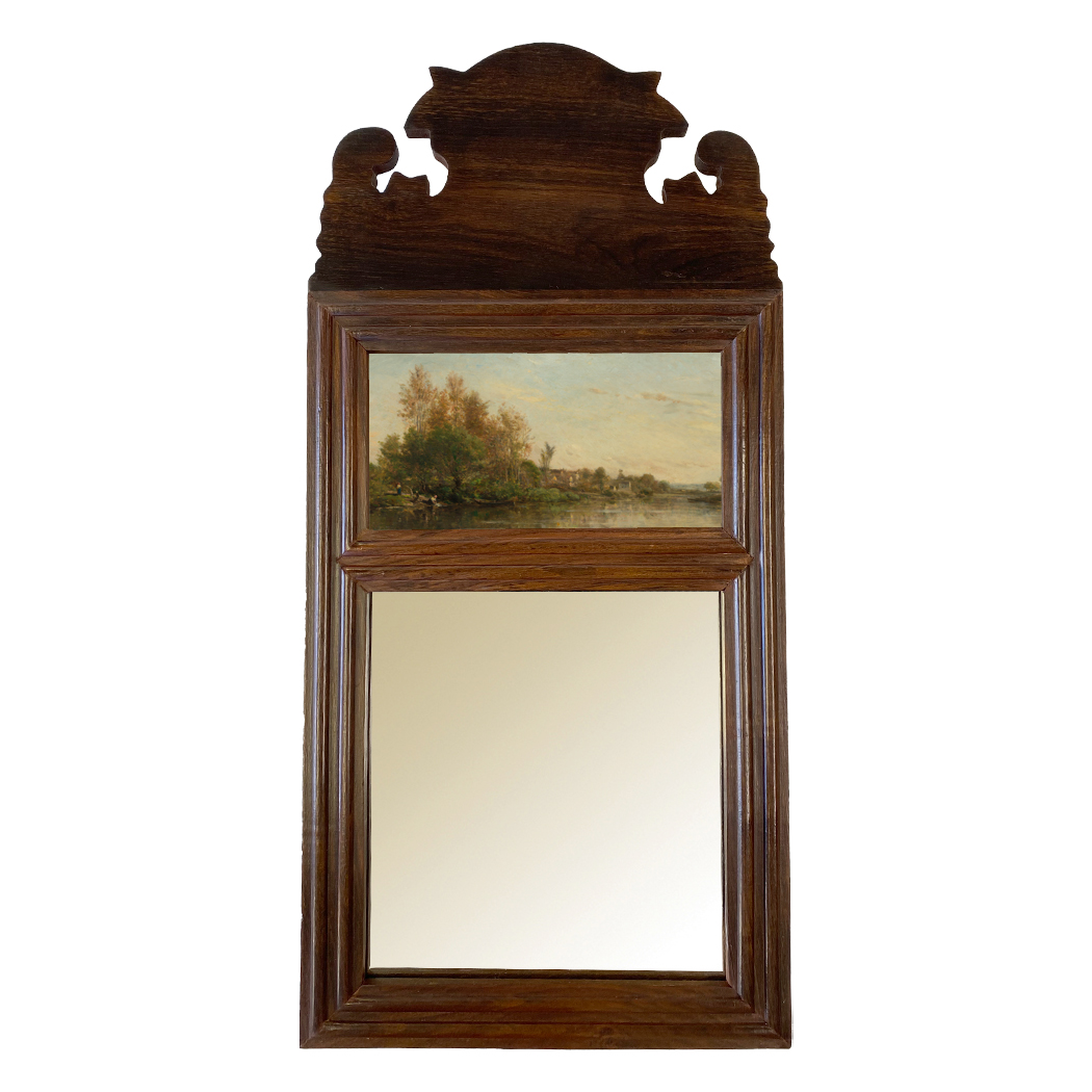 Decor Early American 18-3/4″ Wood Framed Mirror with Landscape Pr ...