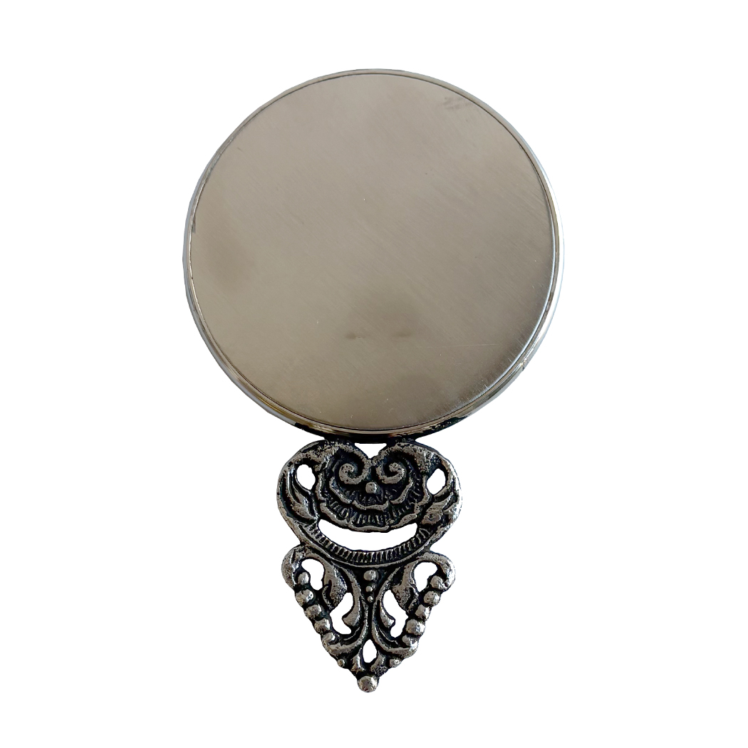 Decor Early American 4-1/2″ Pewter-Plated Miniature Hand Mirror ...