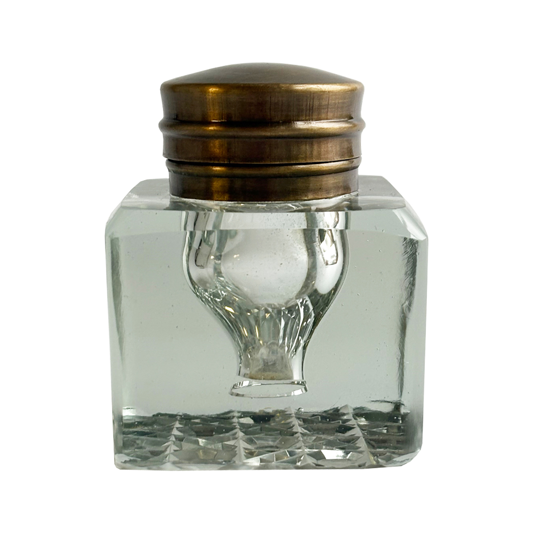 Inkwells Writing 2-1/4″ Clear Inkwell with Cut Glass Bottom a ...