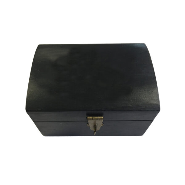 Decorative Boxes Decorative Boxes 4-3/4″ Black Gloss Antiqued Wood Trunk Jewelry-Trinket Box