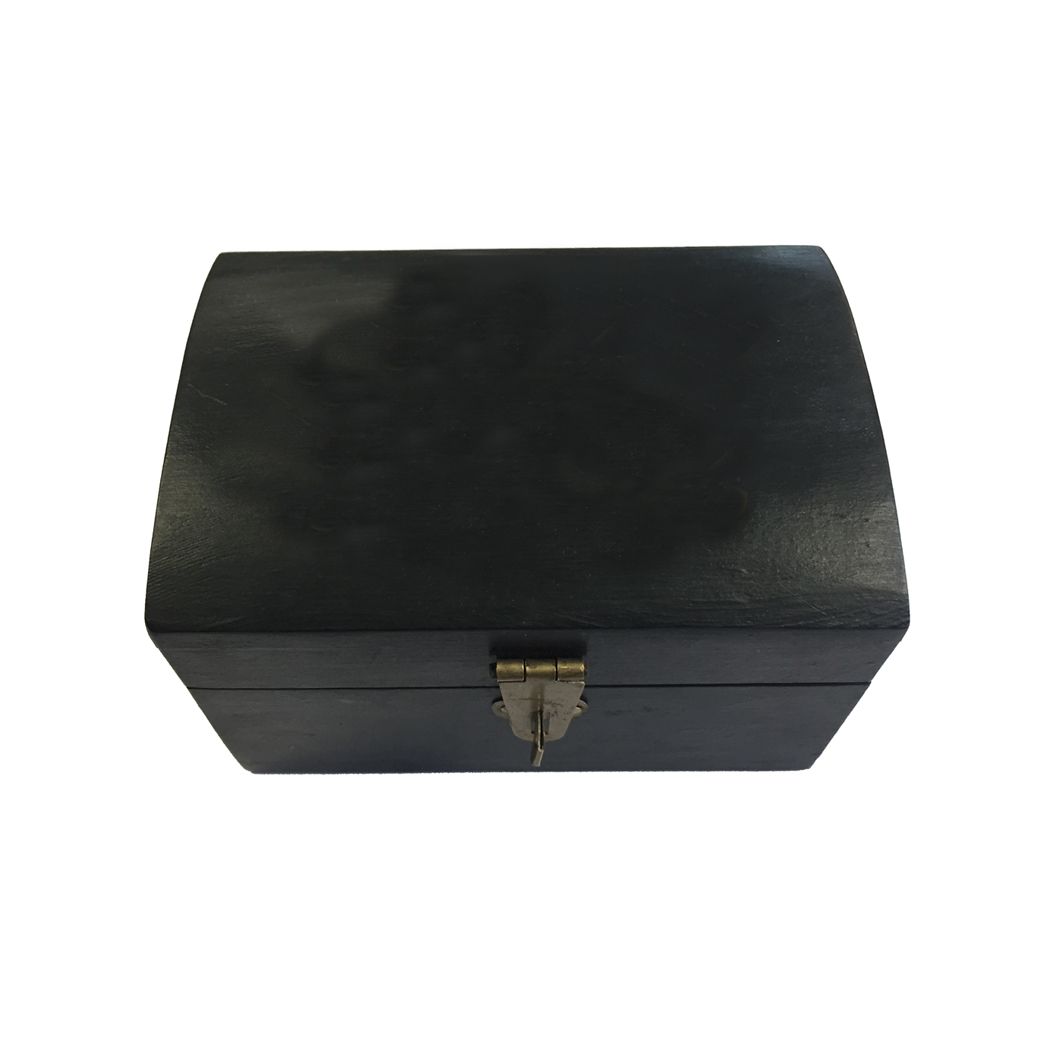 Decorative Boxes Decorative Boxes 4-3/4″ Black Gloss Antiqued Wood Trunk Jewel ...